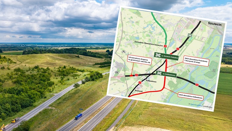Nowe połączeni Szczecina z autostradą A6 - mapa