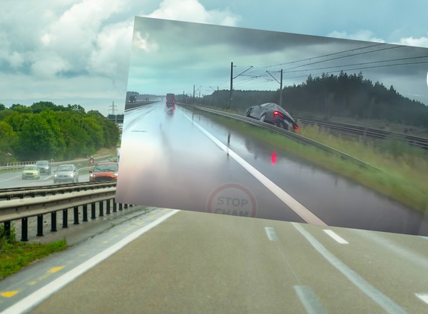 Gnał Skodą przez ulewę na S3. Wypadł aż za barierę energochłonną