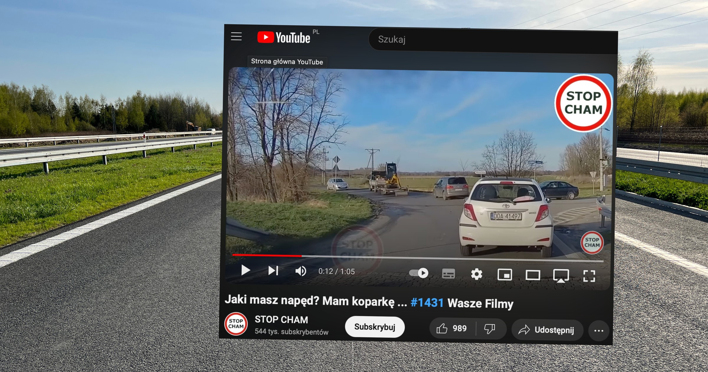 Do napędu auta z przyczepą wykorzystał łyżkę koparki