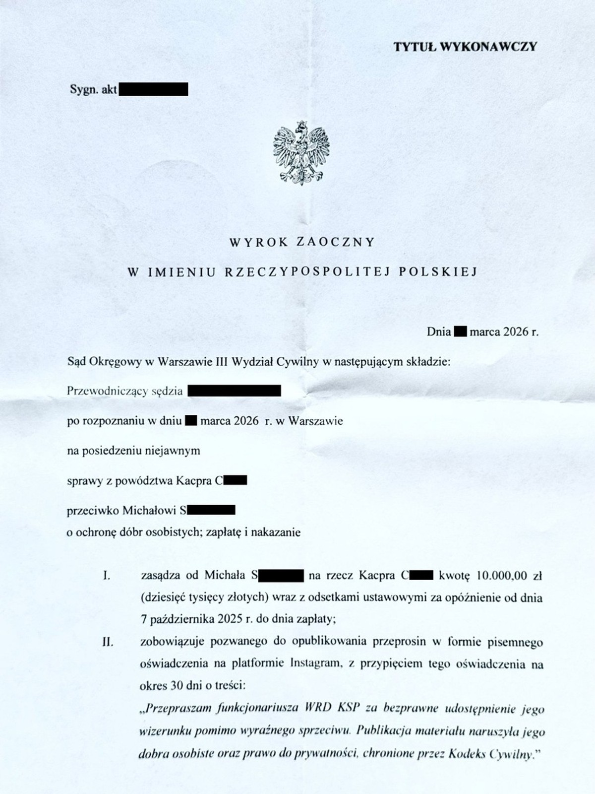 Wyrok w sprawie wizerunku policjanta