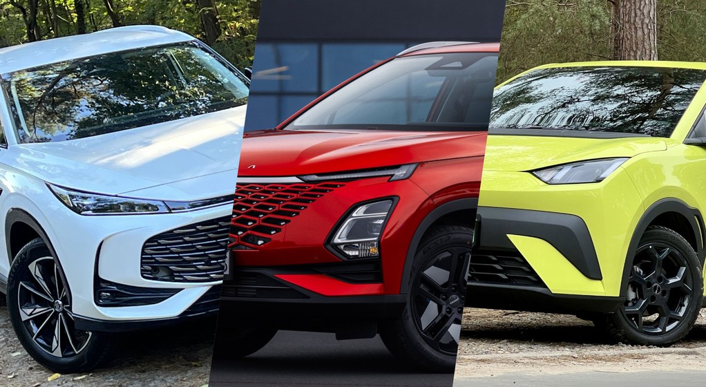 MG HS, Omoda 5 i BYD Dolphin Surf (od lewej)