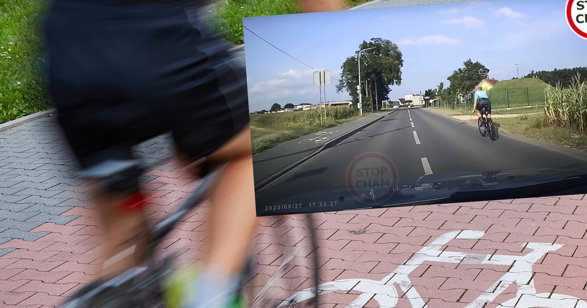 Rowerzysta na jezdni