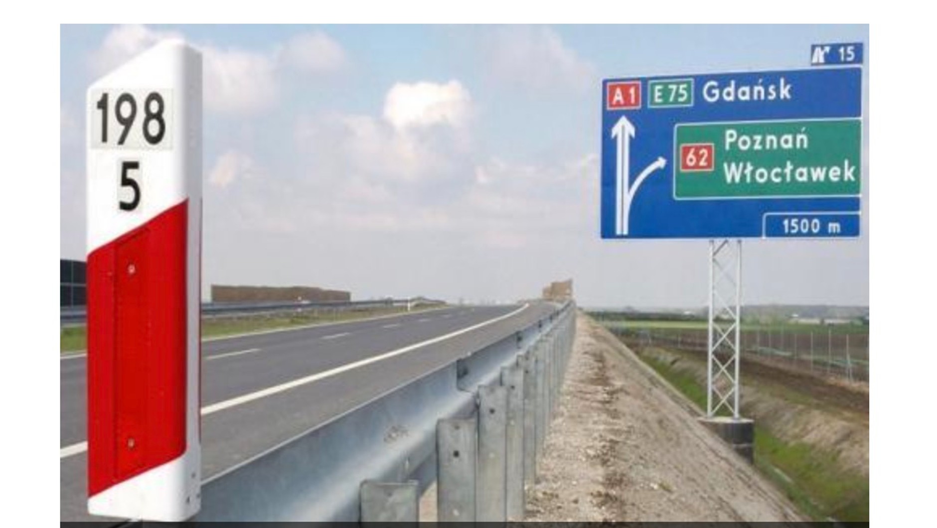 słupek prowadzący U1-b umieszczony na barierze ochronnej