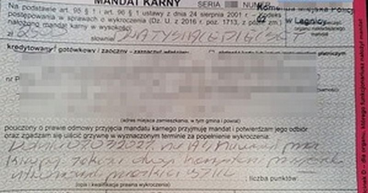 38-latek za złamanie przepisów dotyczących tzw. korytarza życia otrzymał 2,5 tys. zł kary