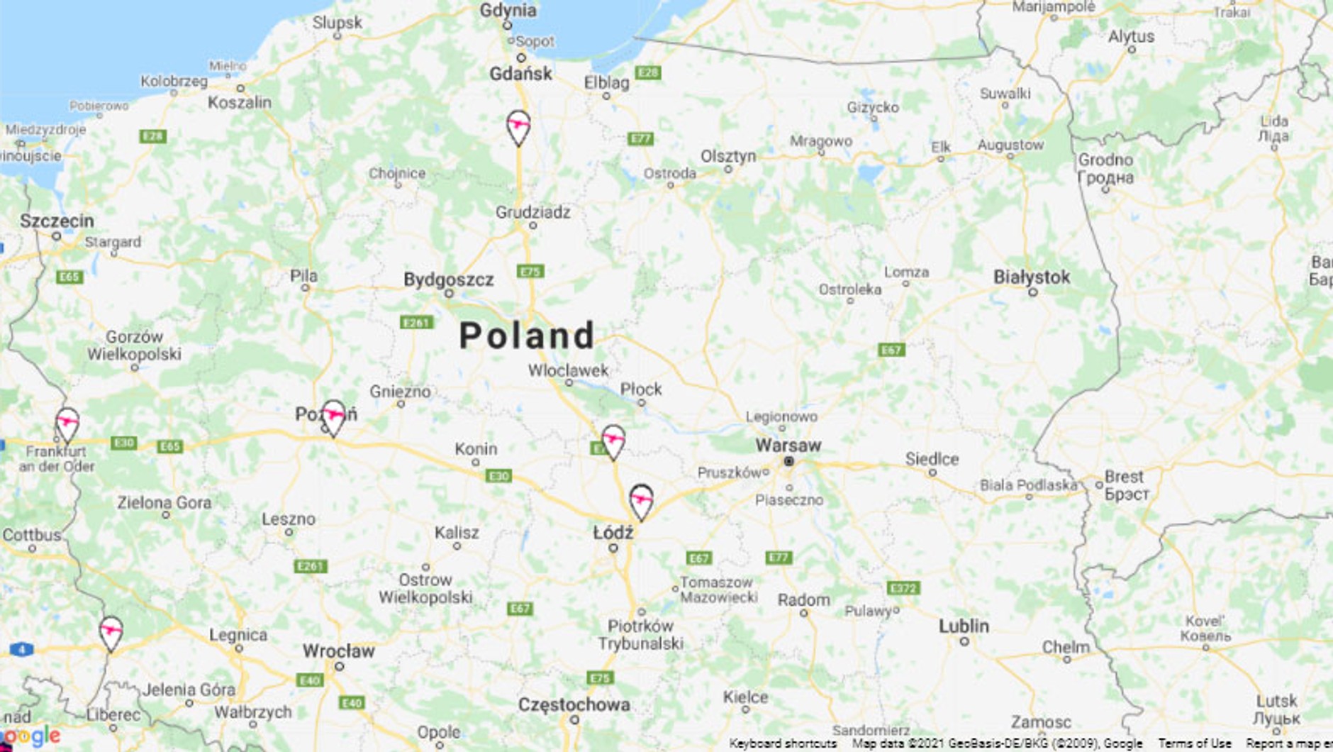 Ionity mapa stacji ładowania Polska 082021