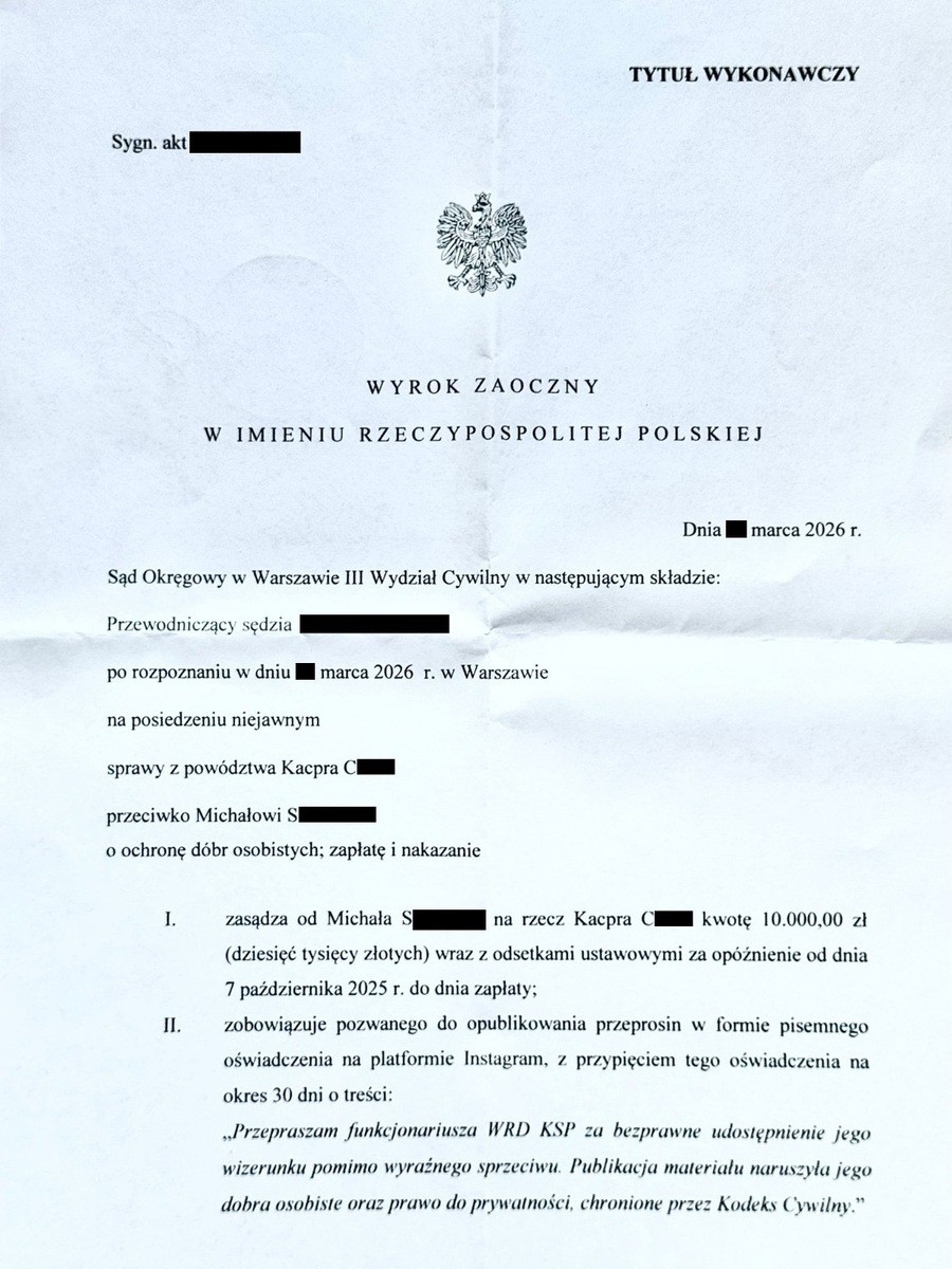 Wyrok w sprawie wizerunku policjanta