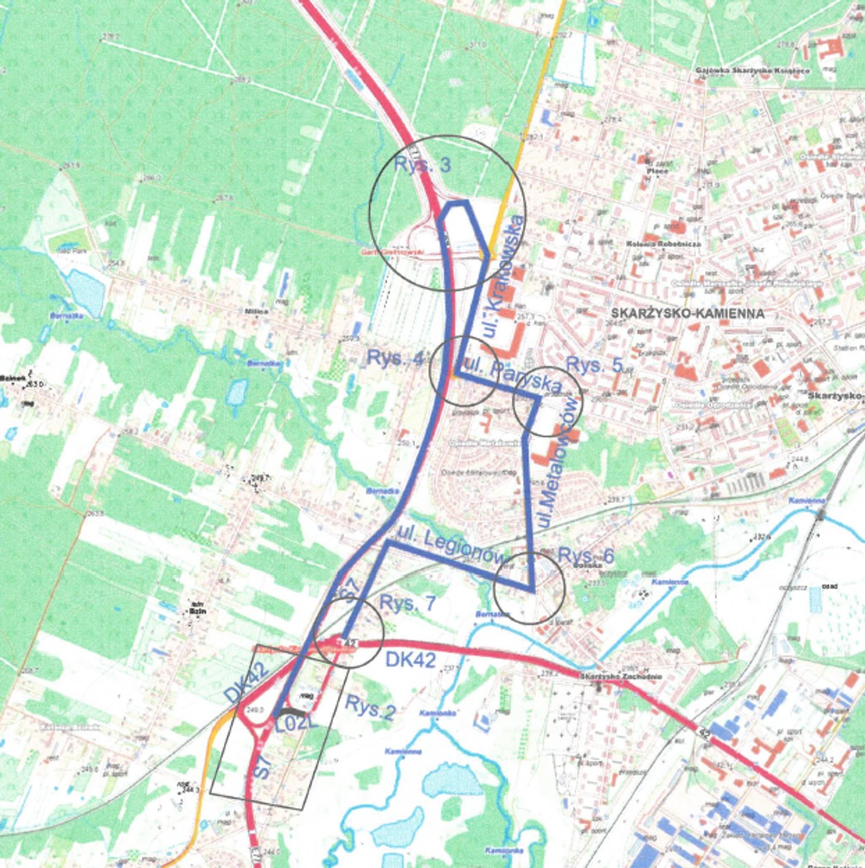 Remont S7 Skarżysko Kamienna Południe - mapa