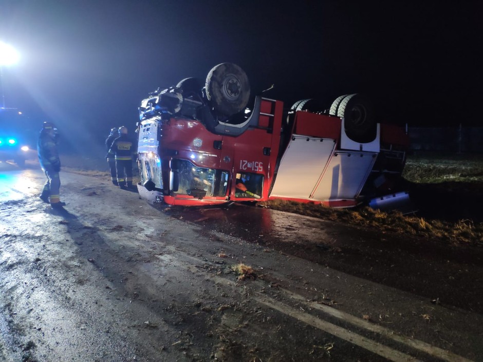 Wypadek samochodu pożarniczego PSP