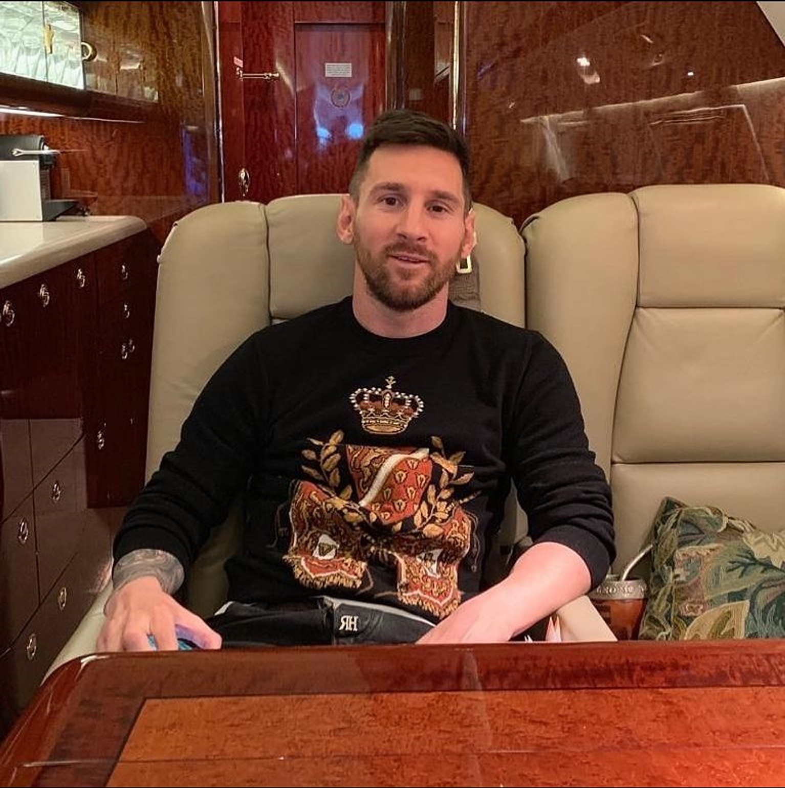 Lionel Messi w swoim samolocie (Fot. Instagram)