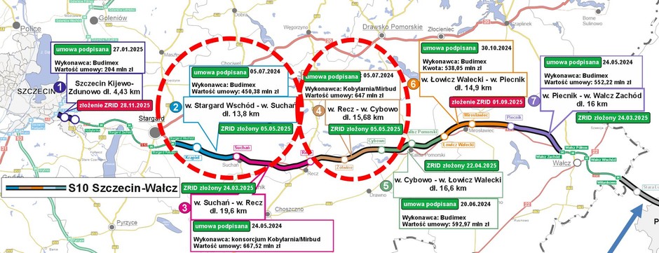 Stan realizacji drogi S10 na trasie Szczecin — Wałcz