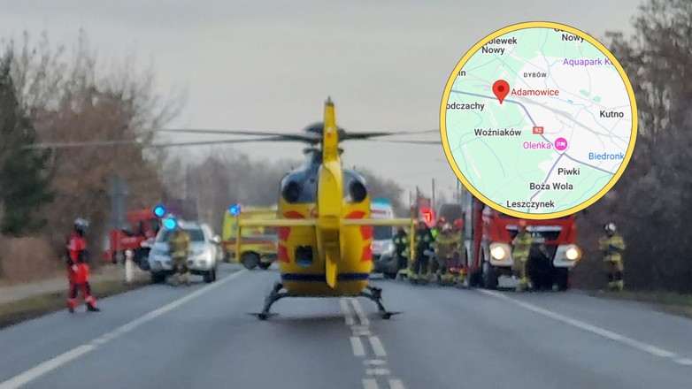 Groźny wypadek pod Kutnem (Screen: Google Maps)