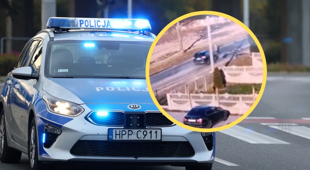 Zderzenie rowerzysty z autem osobowym. Jego ciało aż wyskoczyło do góry (fot. wrzesnia.policja.gov.pl)