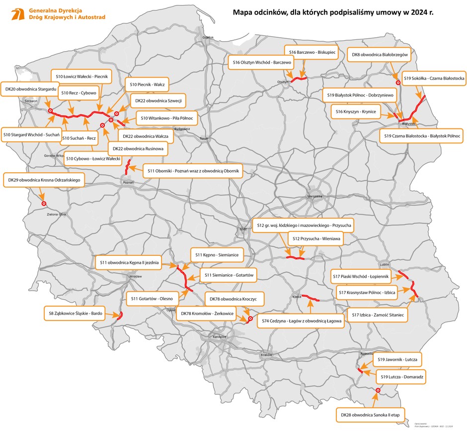 Nowe drogi w Polsce 2024 r.