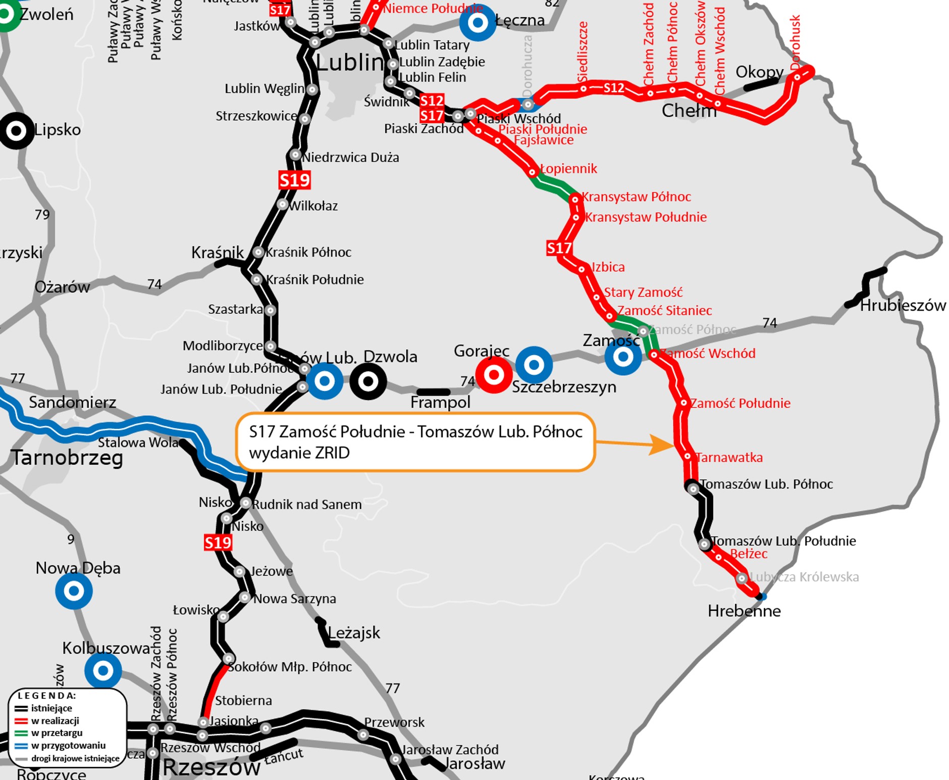 Mapa odcinków S17