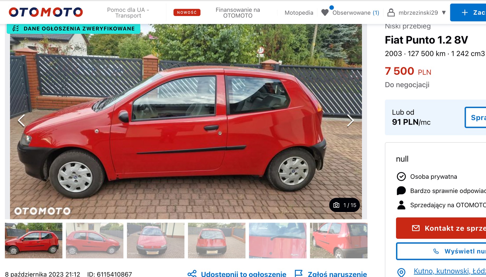 Fiat Punto II z ogłoszenia