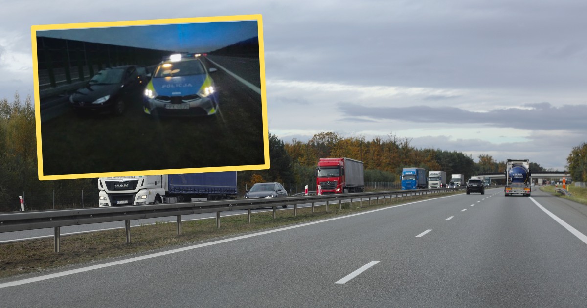87-letni kierowca jechał autostradą A4 pod prąd (fot. Podkarpacka Policja)