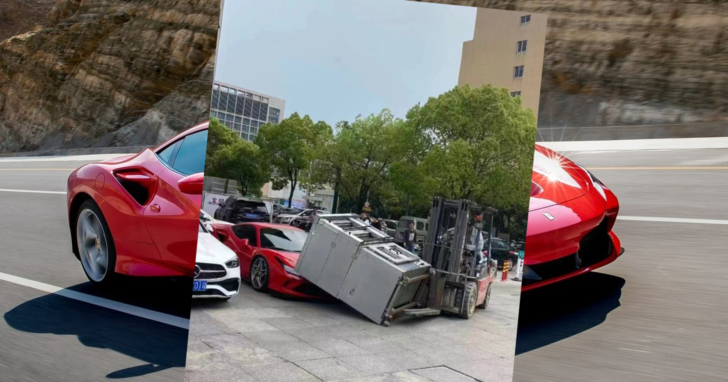 Ferrari F8 Tributo zostało uszkodzone przez piec do pizzy