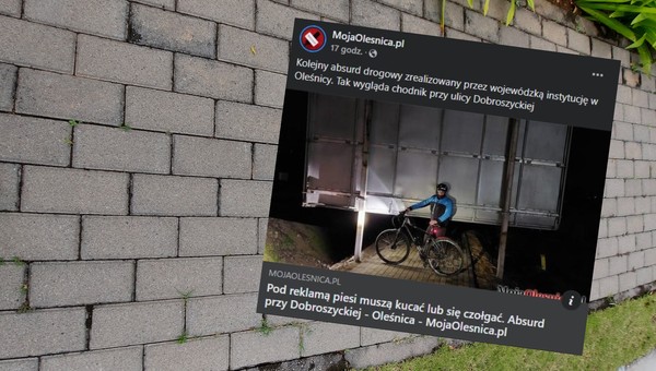 "Bareja" na chodniku w Oleśnicy. Mieszkańcy muszą czołgać się lub kucać