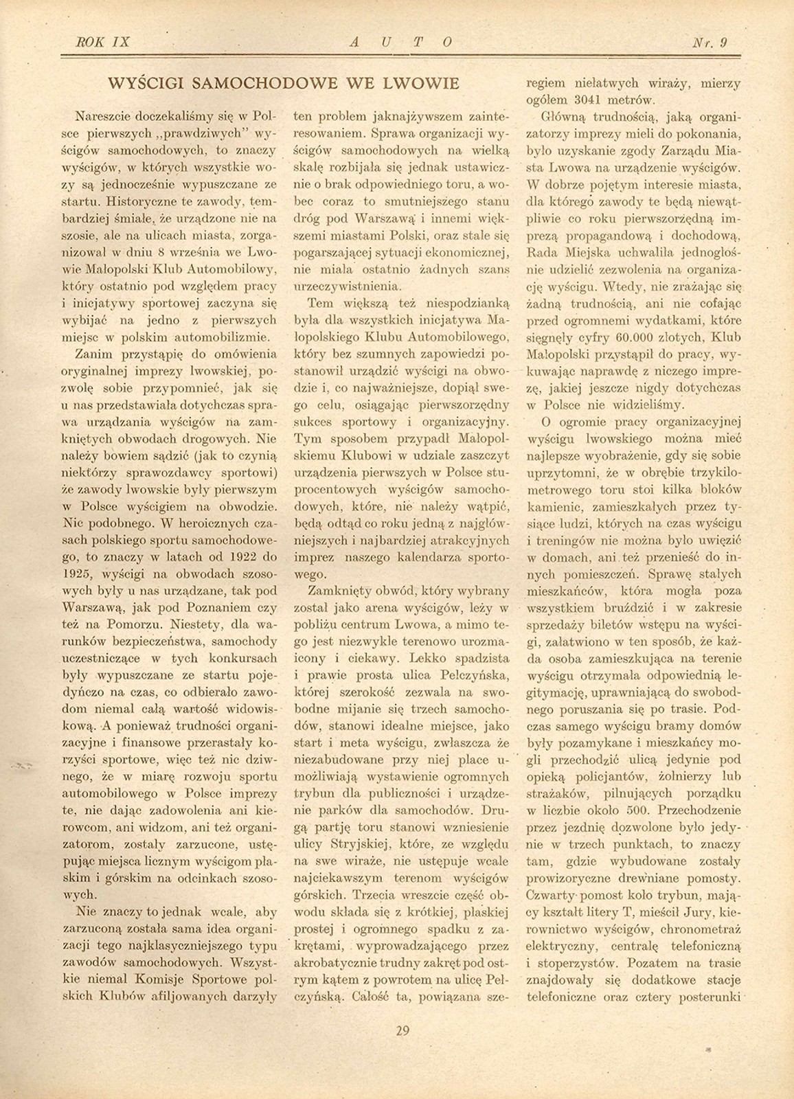 Wyścig we Lwowie w 1930 r.