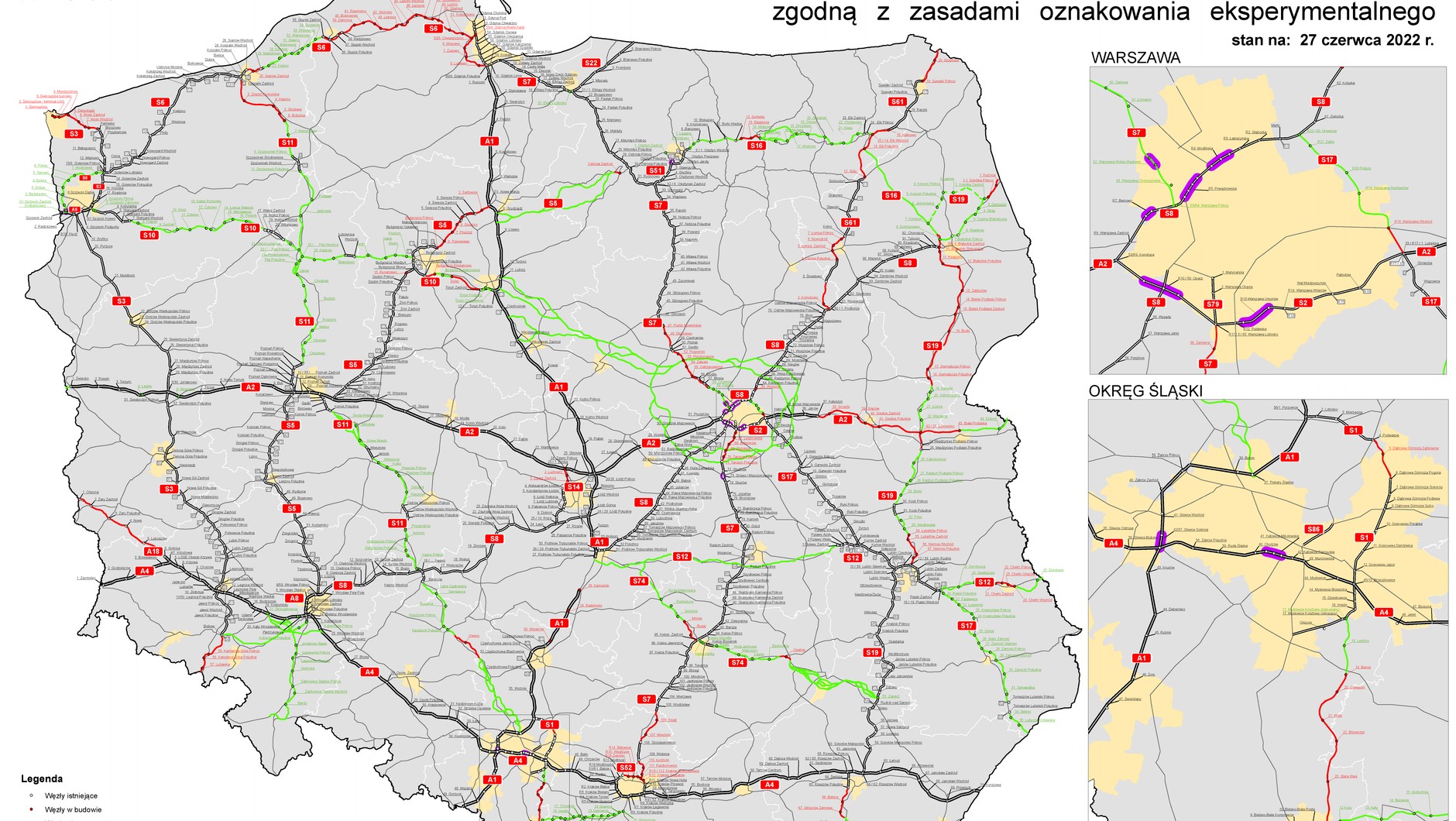 Mapa węzłów drogowych w Polsce