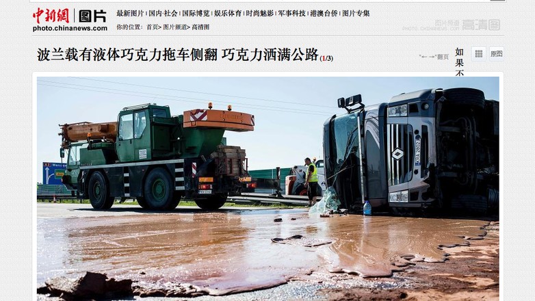 Czekolada rozlana na autostradzie A2