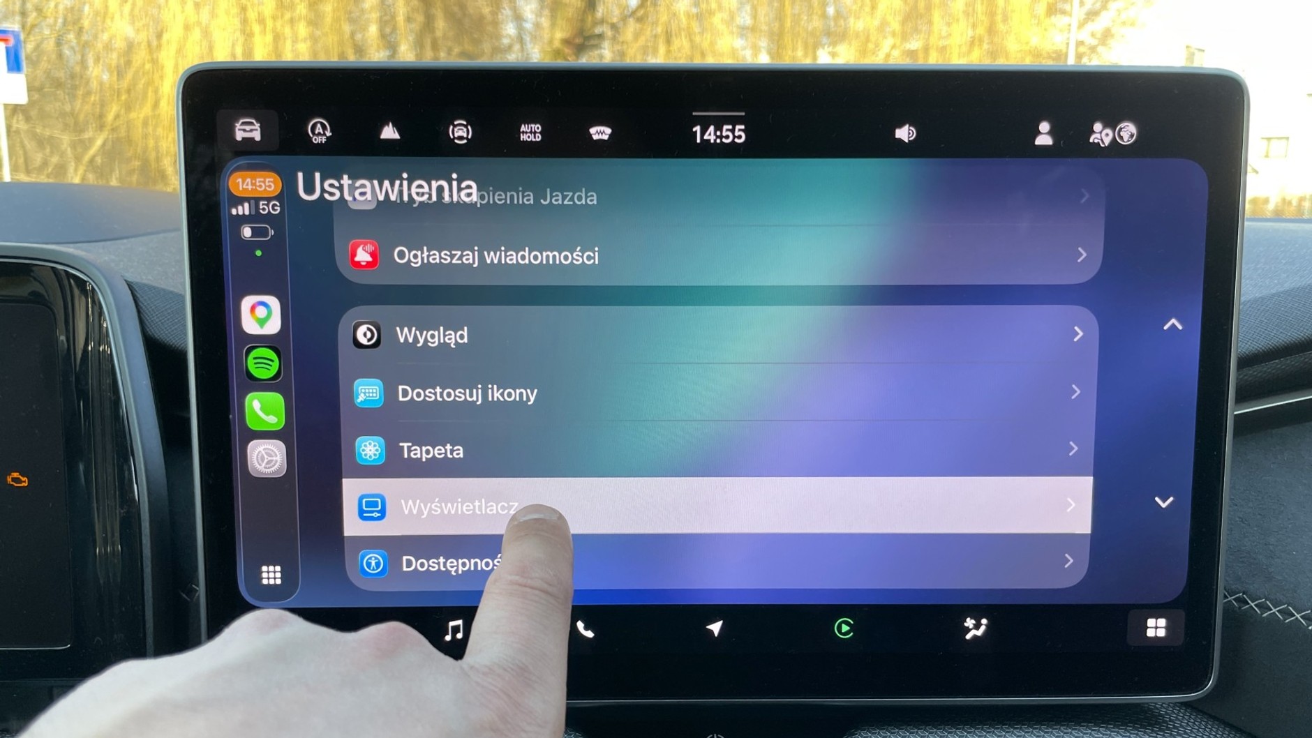 Zmiana wielkości ikonek w interfejsie Apple CarPlay