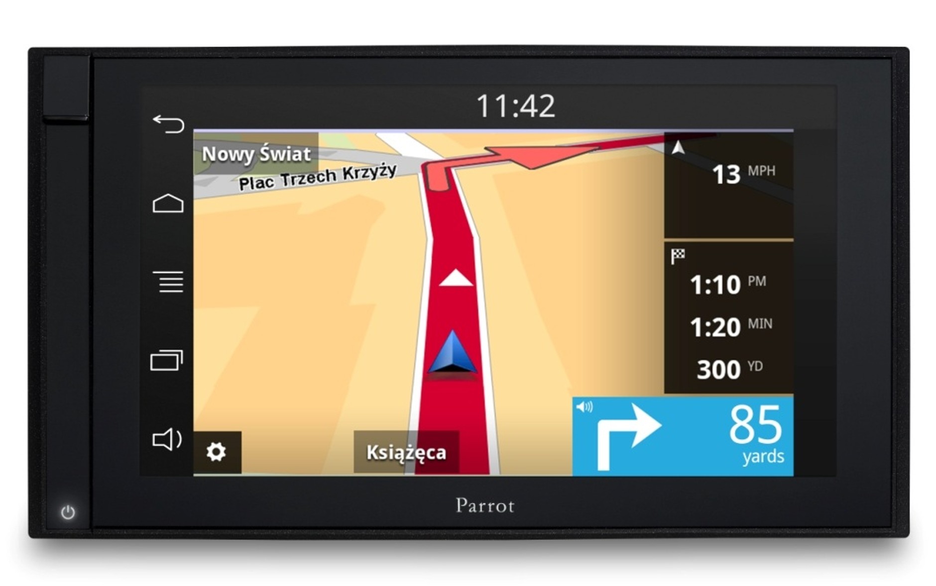 Menu aplikacji TomTom w radiu Parrot