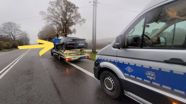 Porsche, które starą lawetą przewoził 25-latek, było kradzione