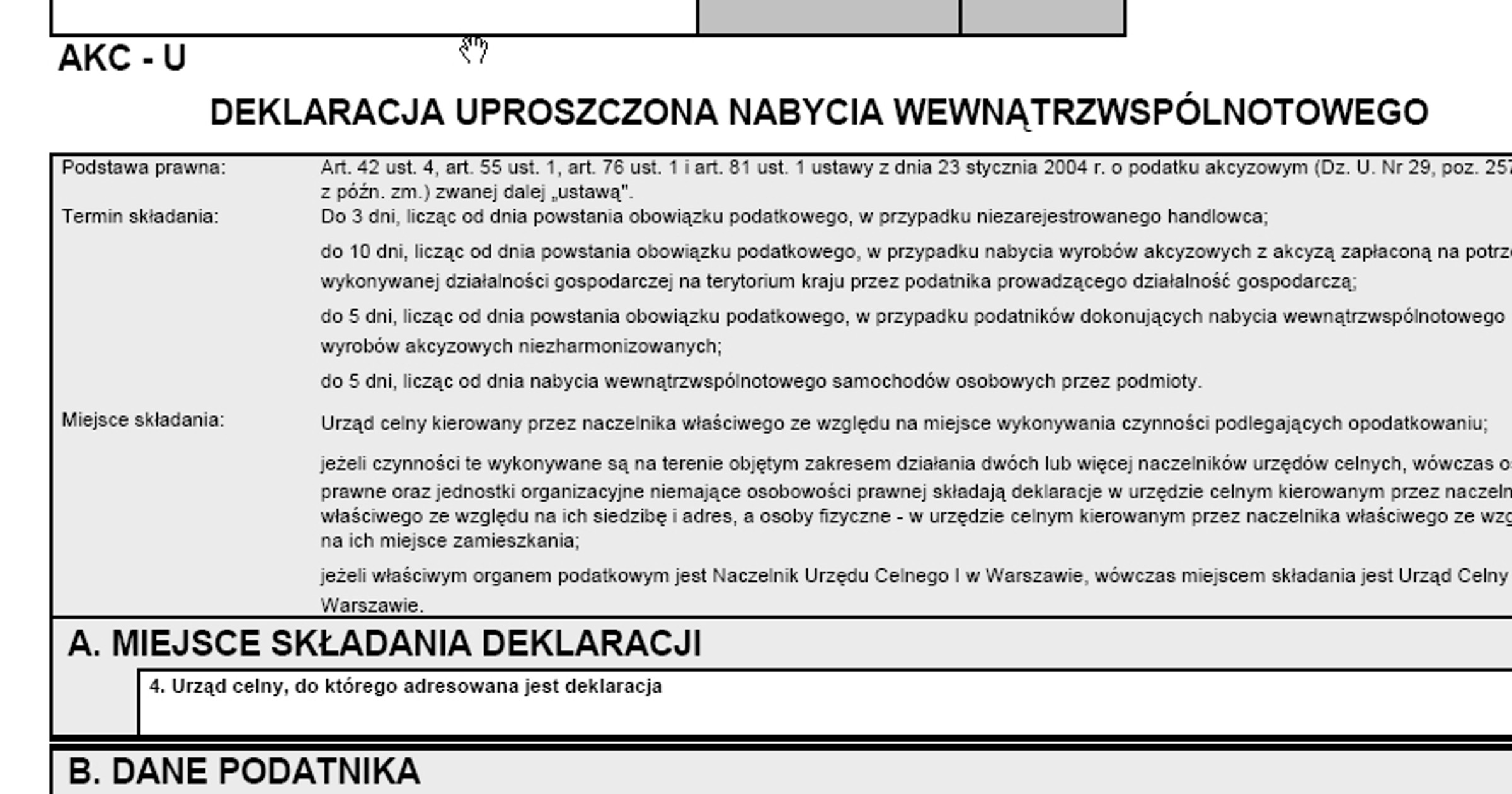 Deklaracja Uproszczona Nabycia Wewnątrzwspólnotowego