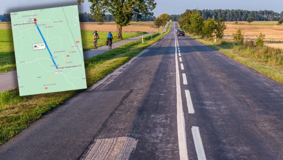 DW 673 to najdłuższa prosta w Polsce (Screen: Google Maps)
