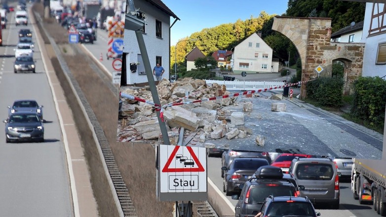 Zdemolowana zabytkowa brama w miejscowości Gnadenberg