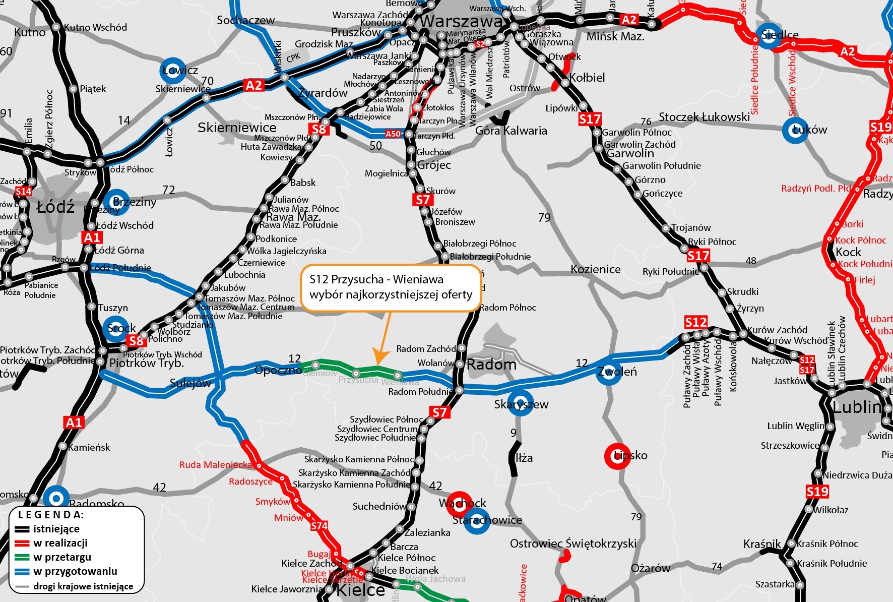 Stan realizacji drogi S12 (marzec 2024 r.)