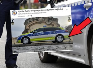 Policja pochwaliła się nowym samochodem. I zaliczyła wpadkę. Będzie mandat?
