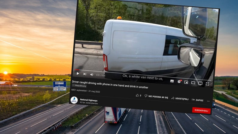 Brytyjska policja publikuje filmy nagrane przez funkcjonariuszy poruszających się nieoznakowaną ciężarówką policyjną