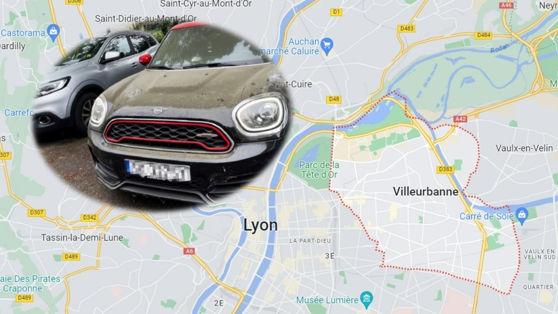 Przywłaszczone Mini zostało ukryte w garażu w Lyonie.