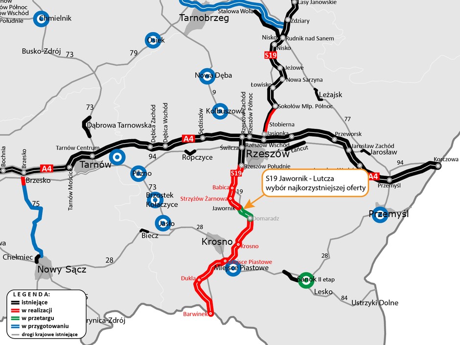 Mapa S19 Jawornik — Lutcza