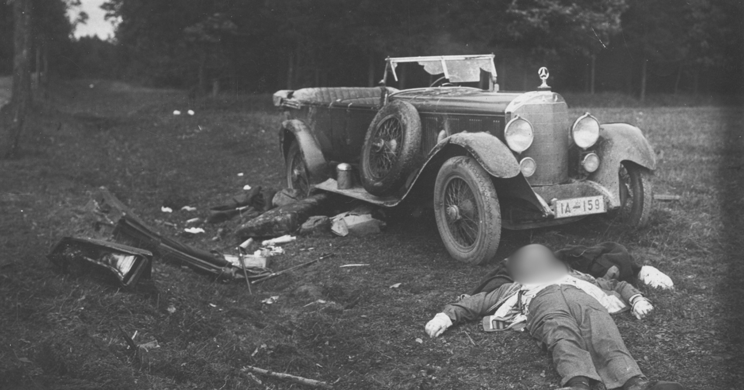 Scena wypadku, w którym zginął Aleksander Skrzyński