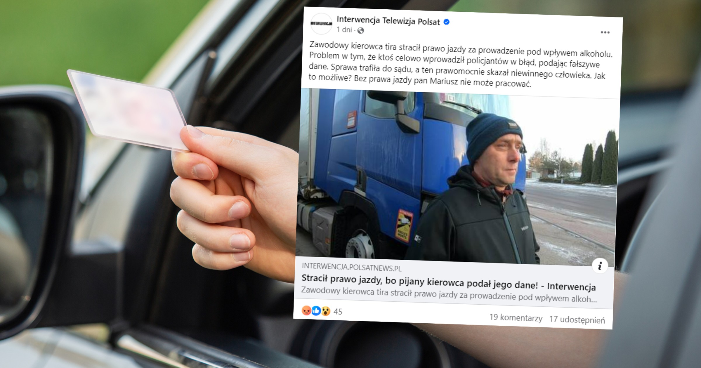 Stracił prawo jazdy przez pijanego kierowcę (fot. screen: facebook.com/@InterwencjaPolsat)