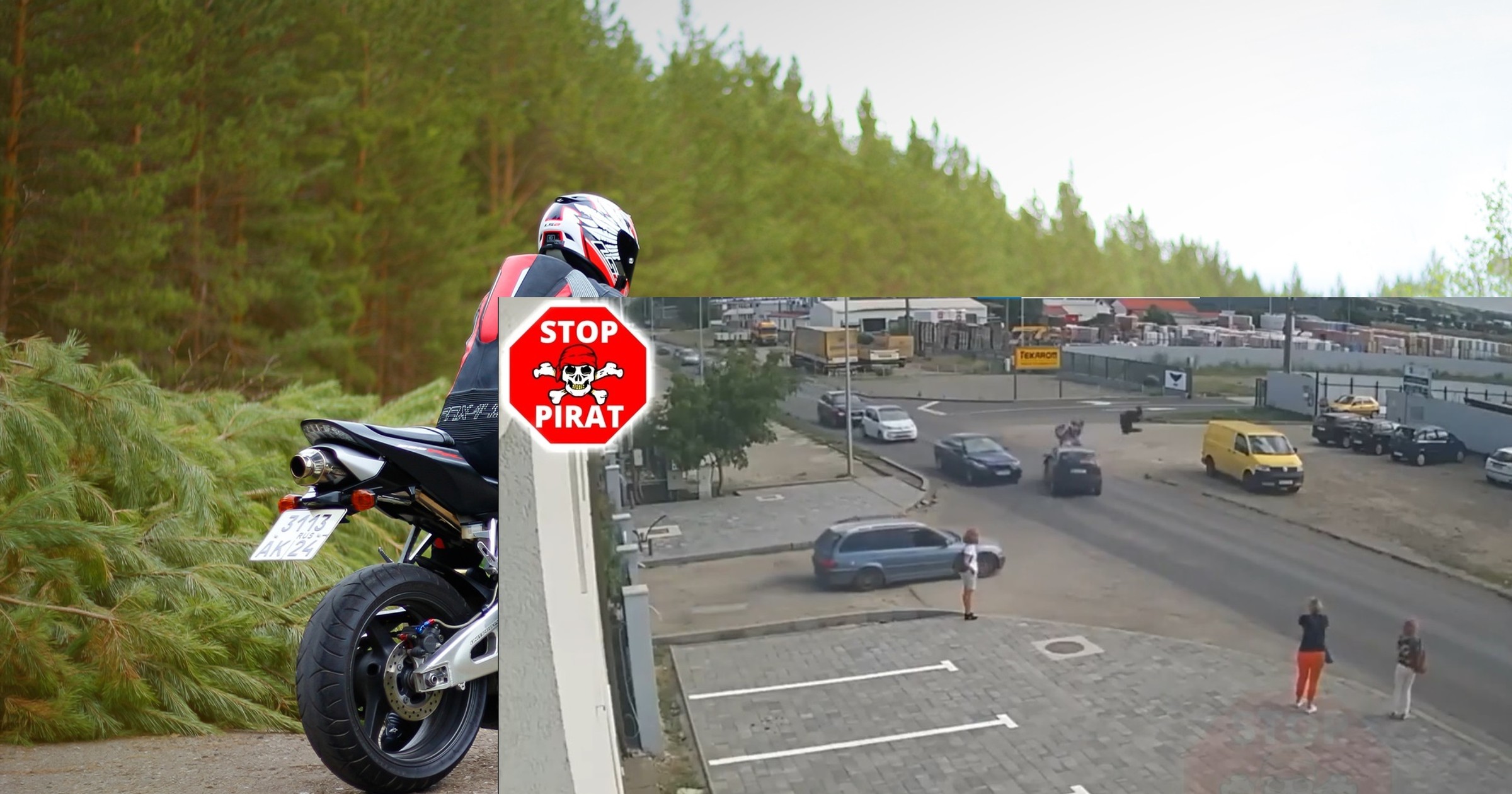 Motocykl uderzył w przód auta. Motocyklista poleciał na kilka metrów  