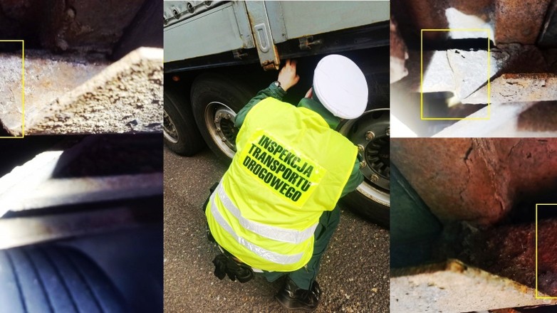 Kontrola ITD – skorodowana i popękana naczepa