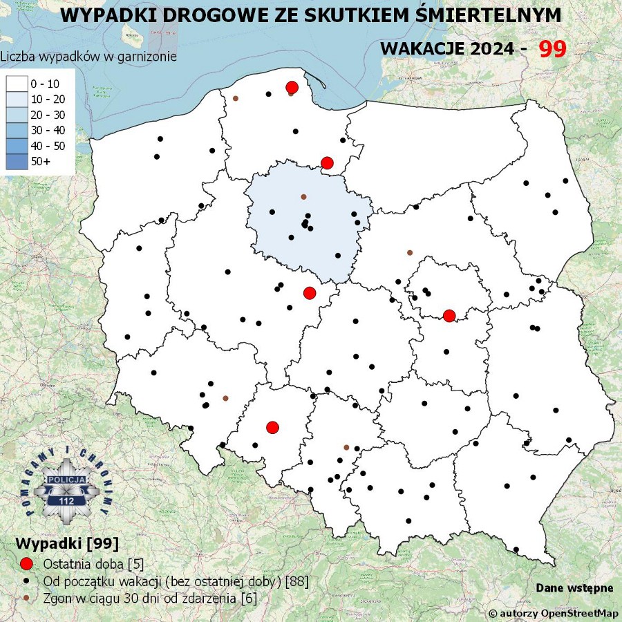 Mapa wypadków śmiertelnych