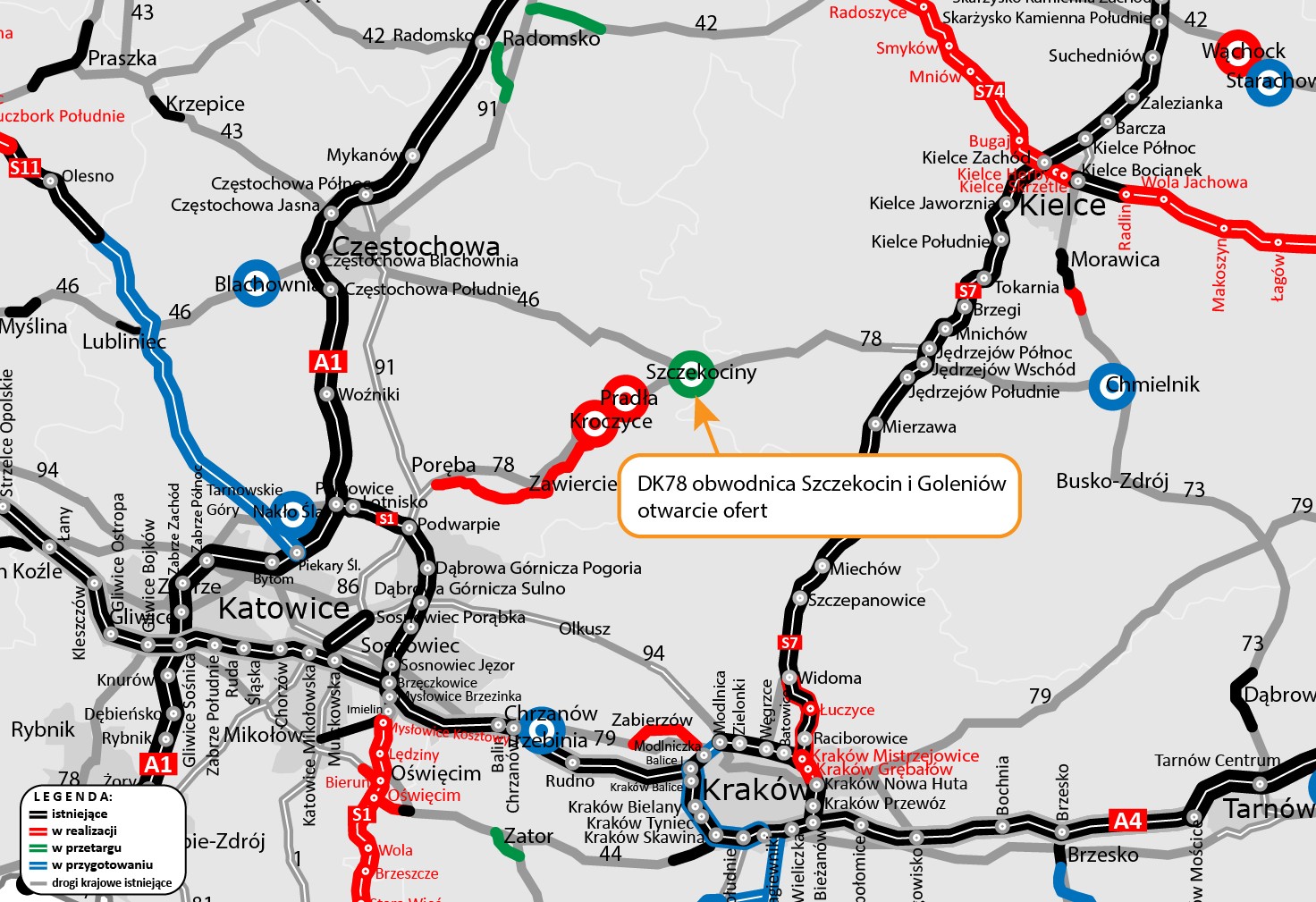 Obwodnica Szczekocin i Goleniów - mapa