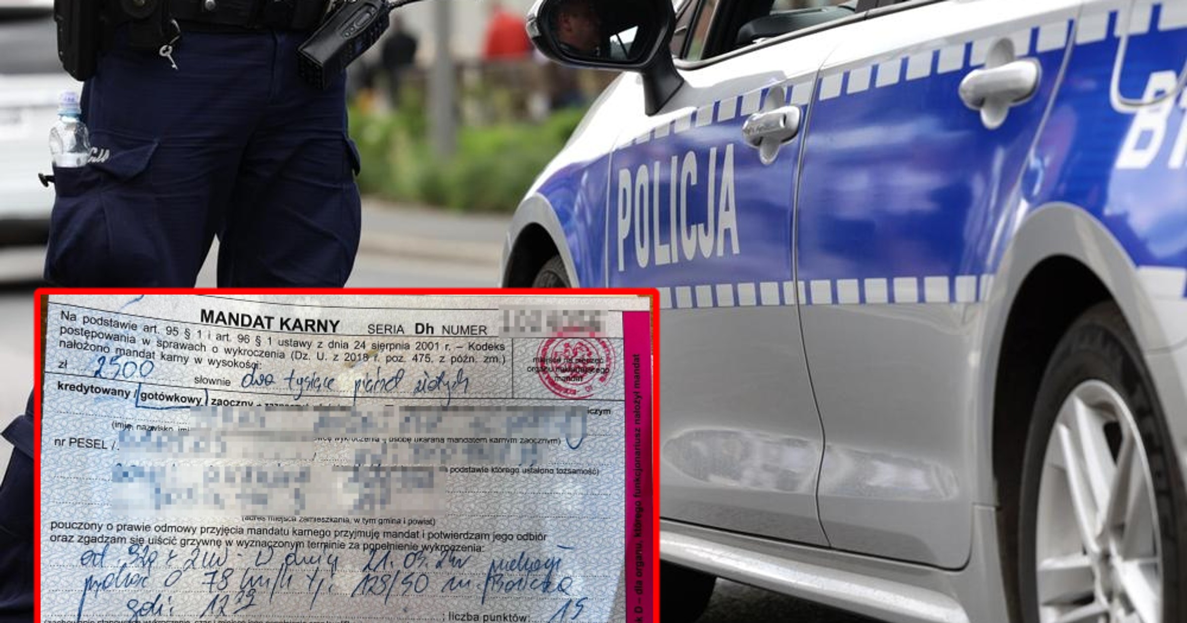 mandat dla kierowcy Porsche