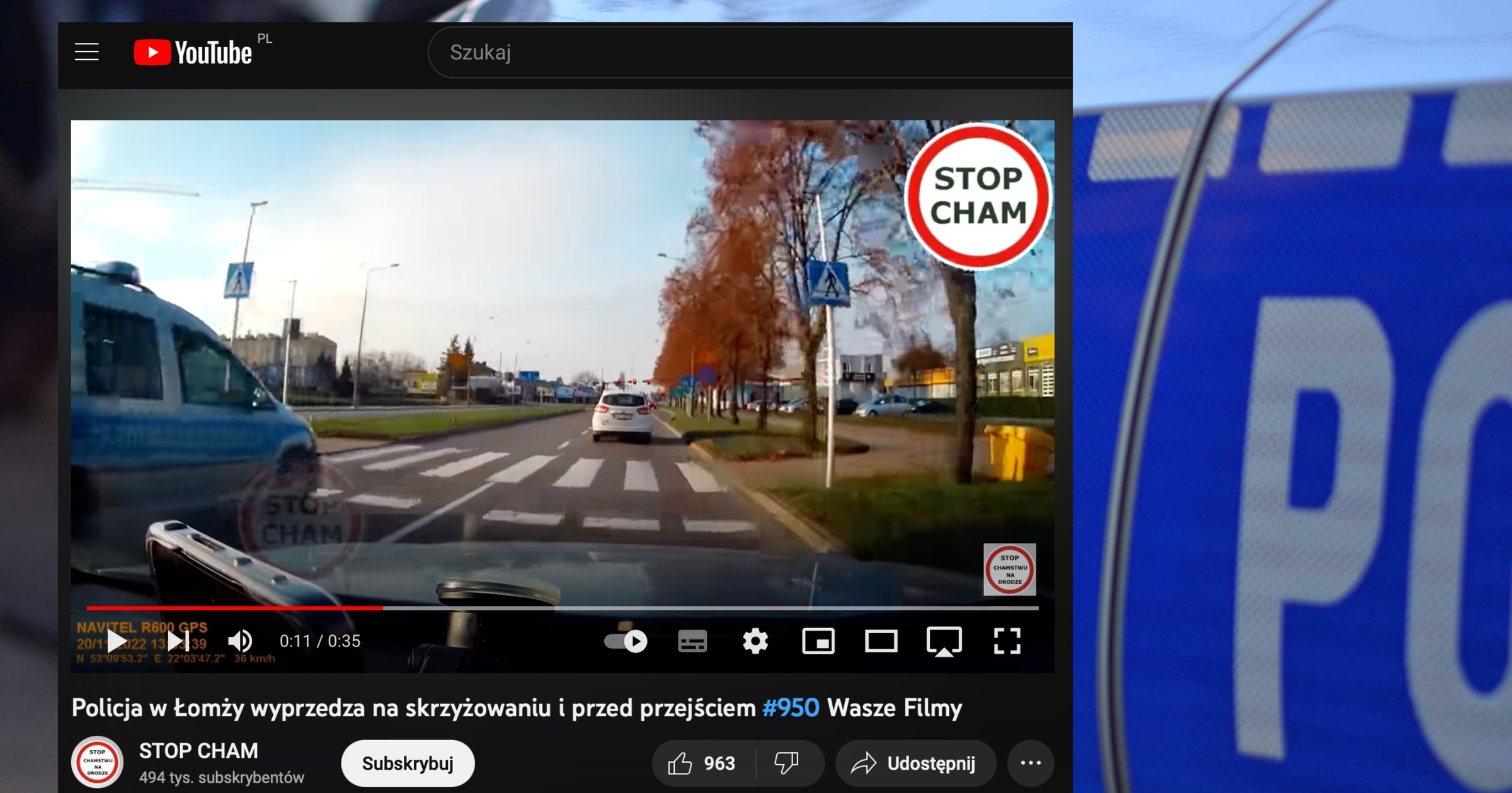W Łomży policjant wyprzedzał na skrzyżowaniu i bezpośrednio przed przejściem dla pieszych
