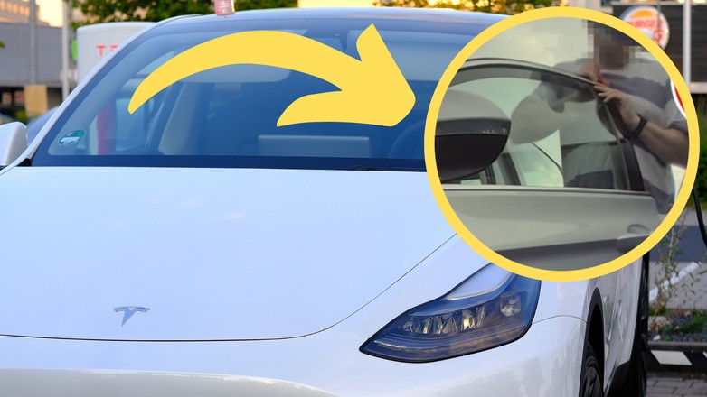 Jeden z kierowców uszkodził stojącą obok Teslę. Wszystko się nagrało (facebook.com/stop.cham.team)