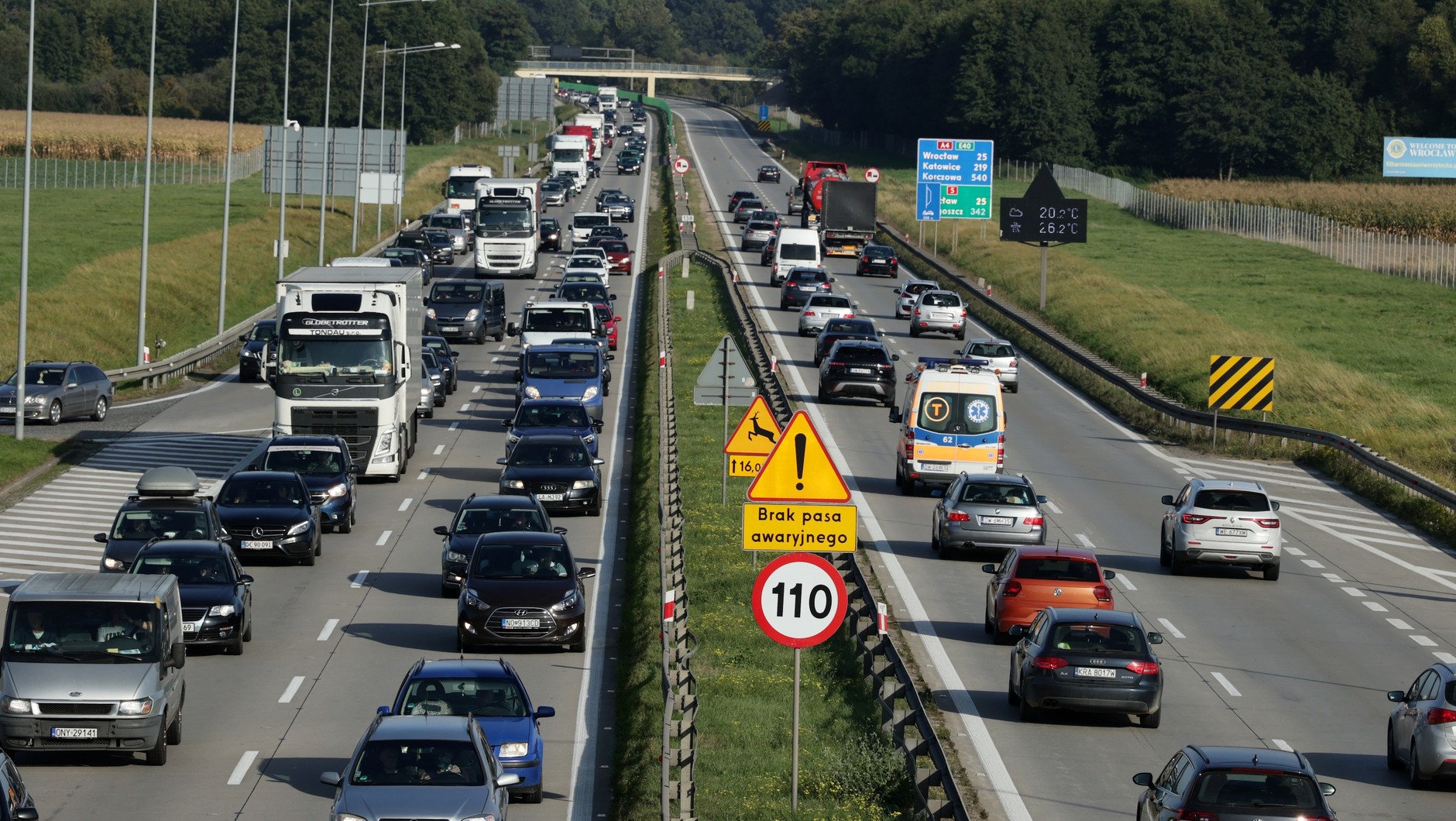 Autostrada A4 bez pasa awaryjnego
