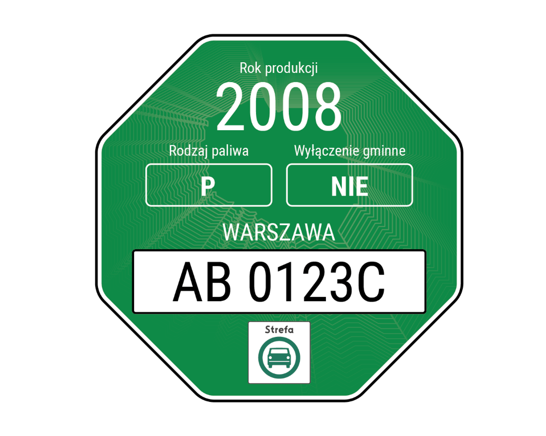 Stary wzór naklejki uprawniający auta do wjazdu do Strefy Czystego Transportu
