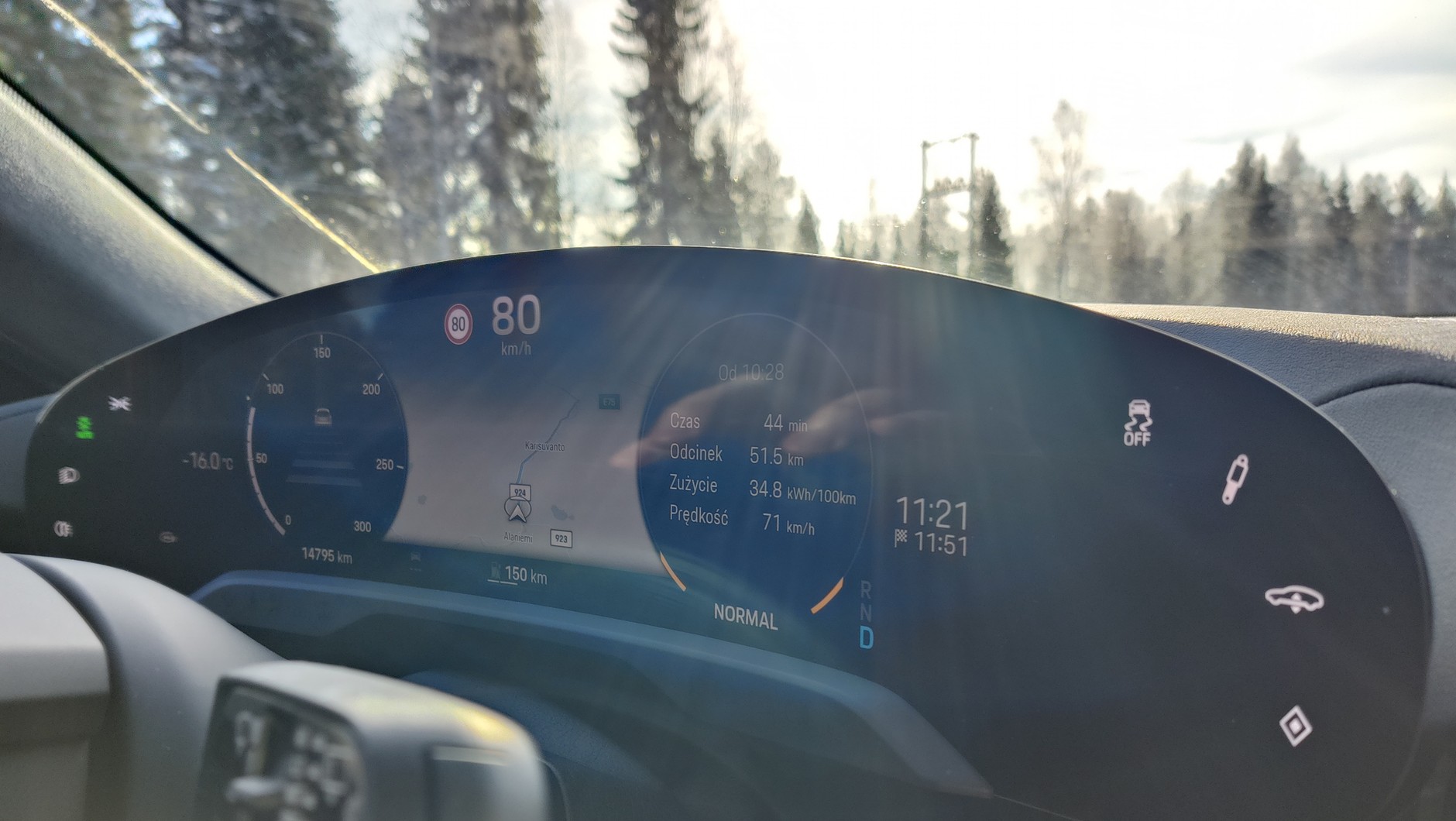 Wyniki pomiarów jazdy autem elektrycznym w Finlandii