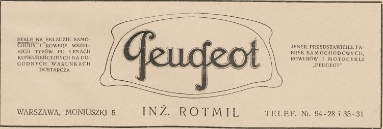 Reklama Peugeota. Rok 1924