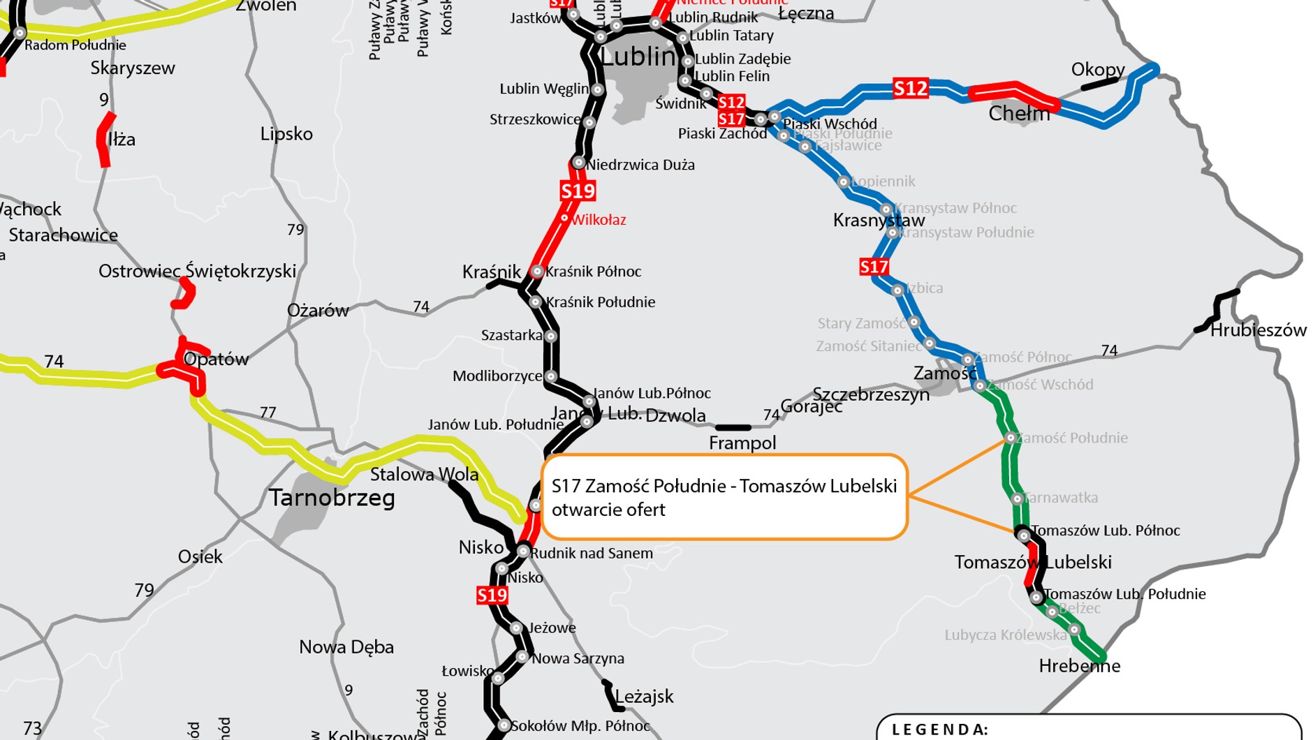 Planowany odcinek S17 Zamość Południe — Tomaszów Lubelski